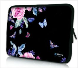 Laptophoes Inch Vlinders En Bloemen Sleevy